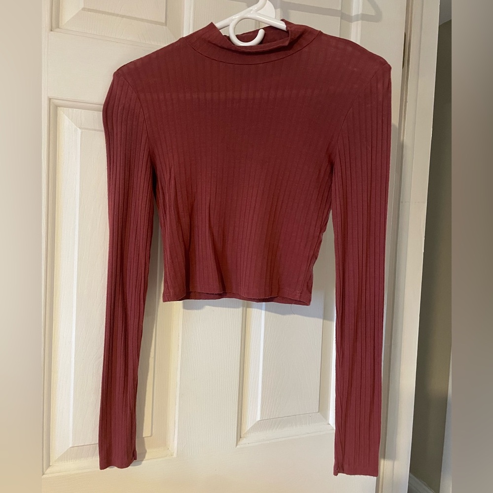 Soprano Burgundy Ribbed Crop Top